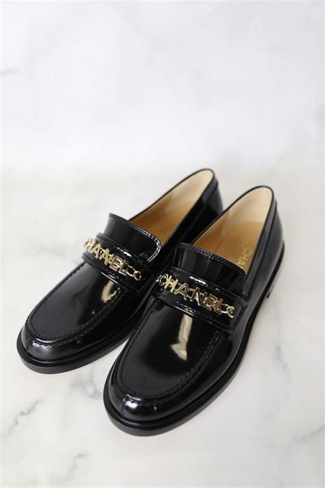 chanel black lace up shoe rubber sole|Chanel shoes loafers.